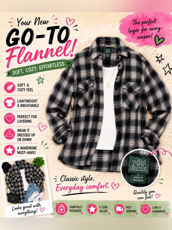 wild fable Tops - wild fable Black and White Plaid Button-Up Shirt